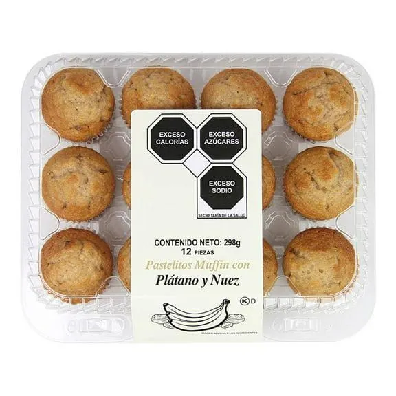 Mini muffins plátano y nuez 12 pzas