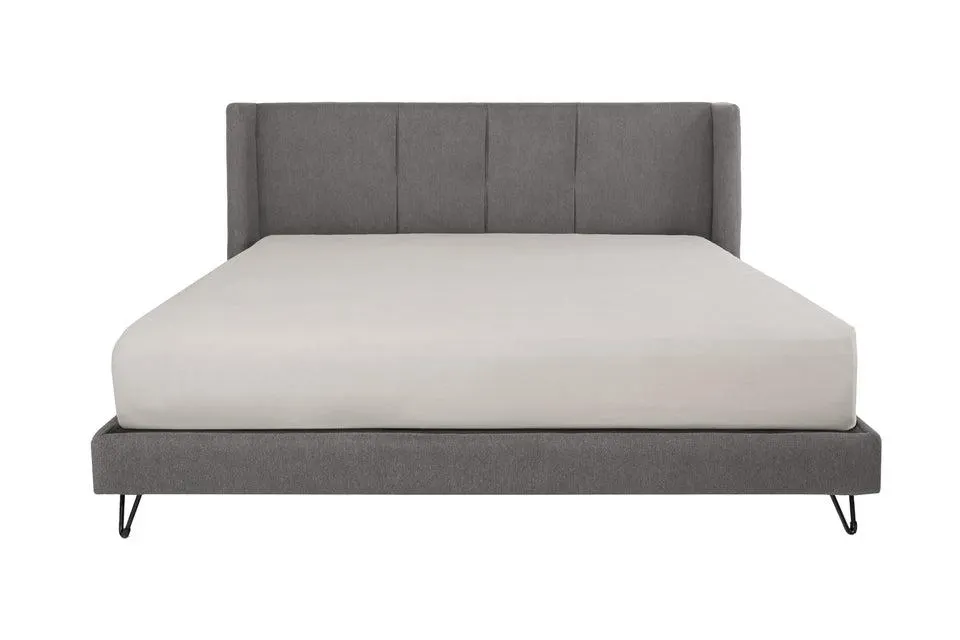 Cama King Size Hamley -Tela Bitonal Color Gris Oxford