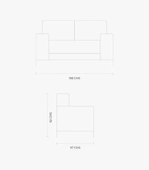 Love Seat Lola de tela color Gris