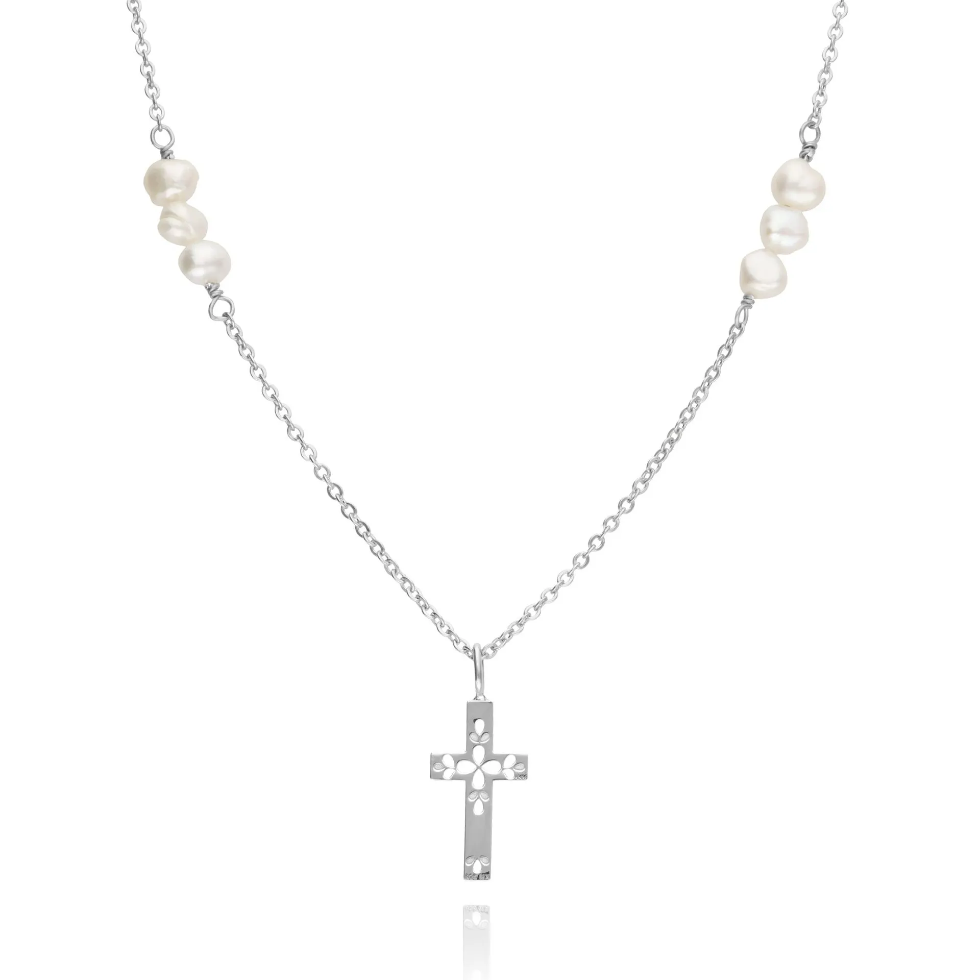 Dije Mujer Plata 925 Religioso Cruz Perlas Anamora por Tanya Moss