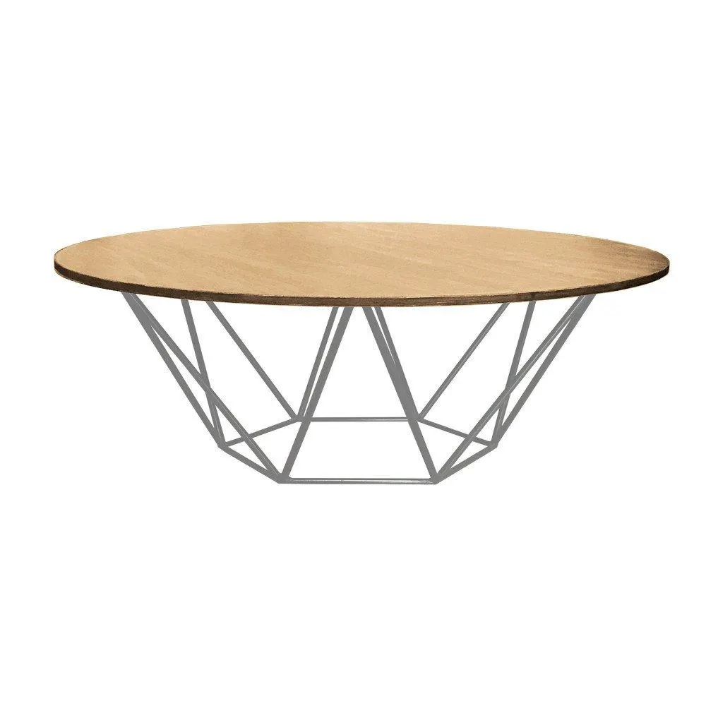 Harper - Mesa de centro estilo industrial color gris cubierta de pino