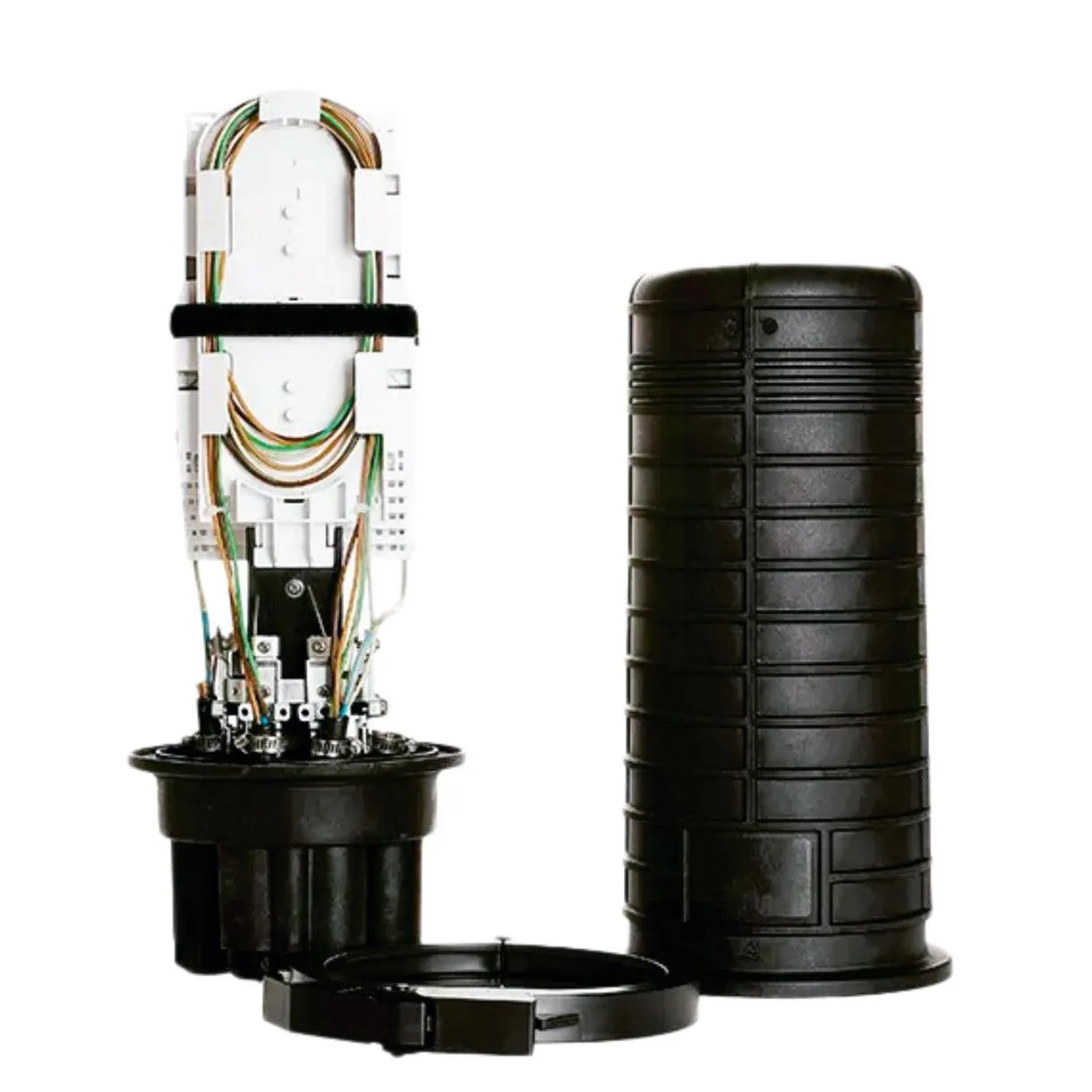 Cierre de empalme tipo domo, 6 puertos, 6 charolas, 144 fusiones