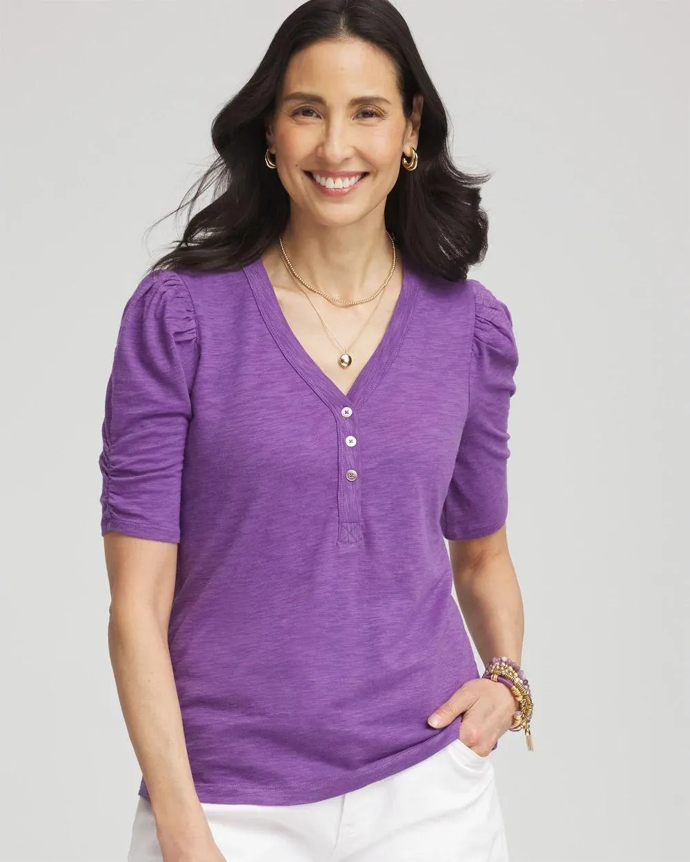 Slub Split Neck Henley Tee