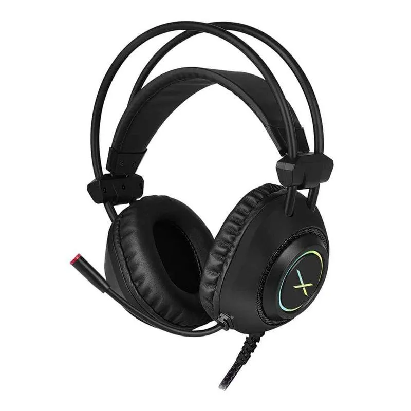 Audífonos Alámbricos Diadema Gamer USB + 3.5 mm RGB Negro Xzeal XZHD205B
