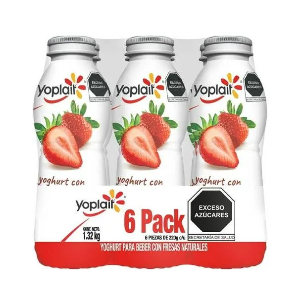 Yoghurt bebible Yoplait con fresas 6 pzas de 220 g c/u