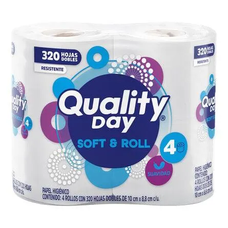 Papel higiénico Quality Day 4 Rollos 320 Hojas Dobles
