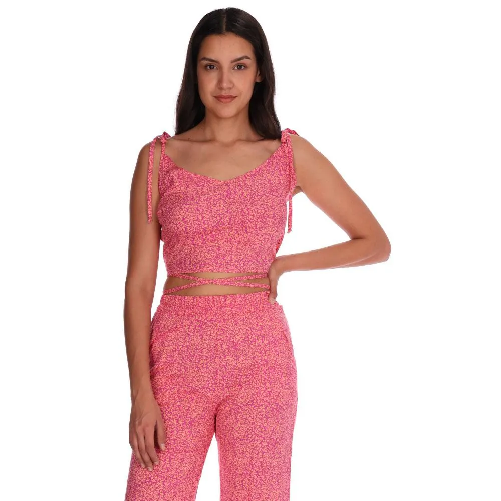 Top Red Sky Mujer Con Amarre Full Print Escote V