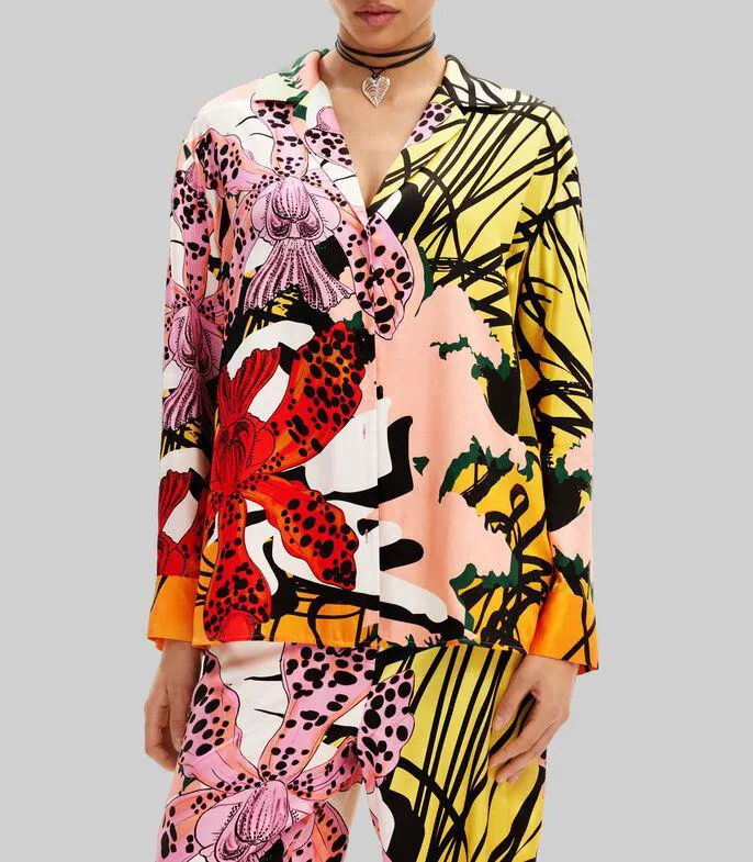 Camisa multicolor manga larga Mujer