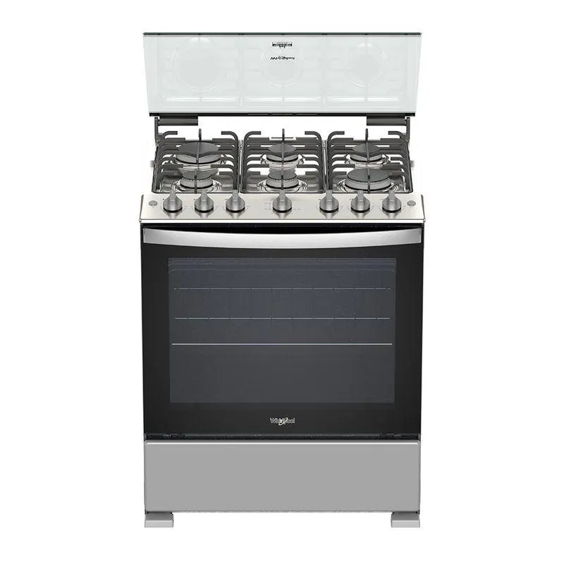 Estufa de Gas Al Piso 30" con 6 quemadores Gris Whirlpool