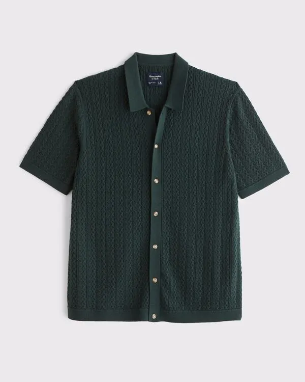 Cable Button-Through Sweater Polo