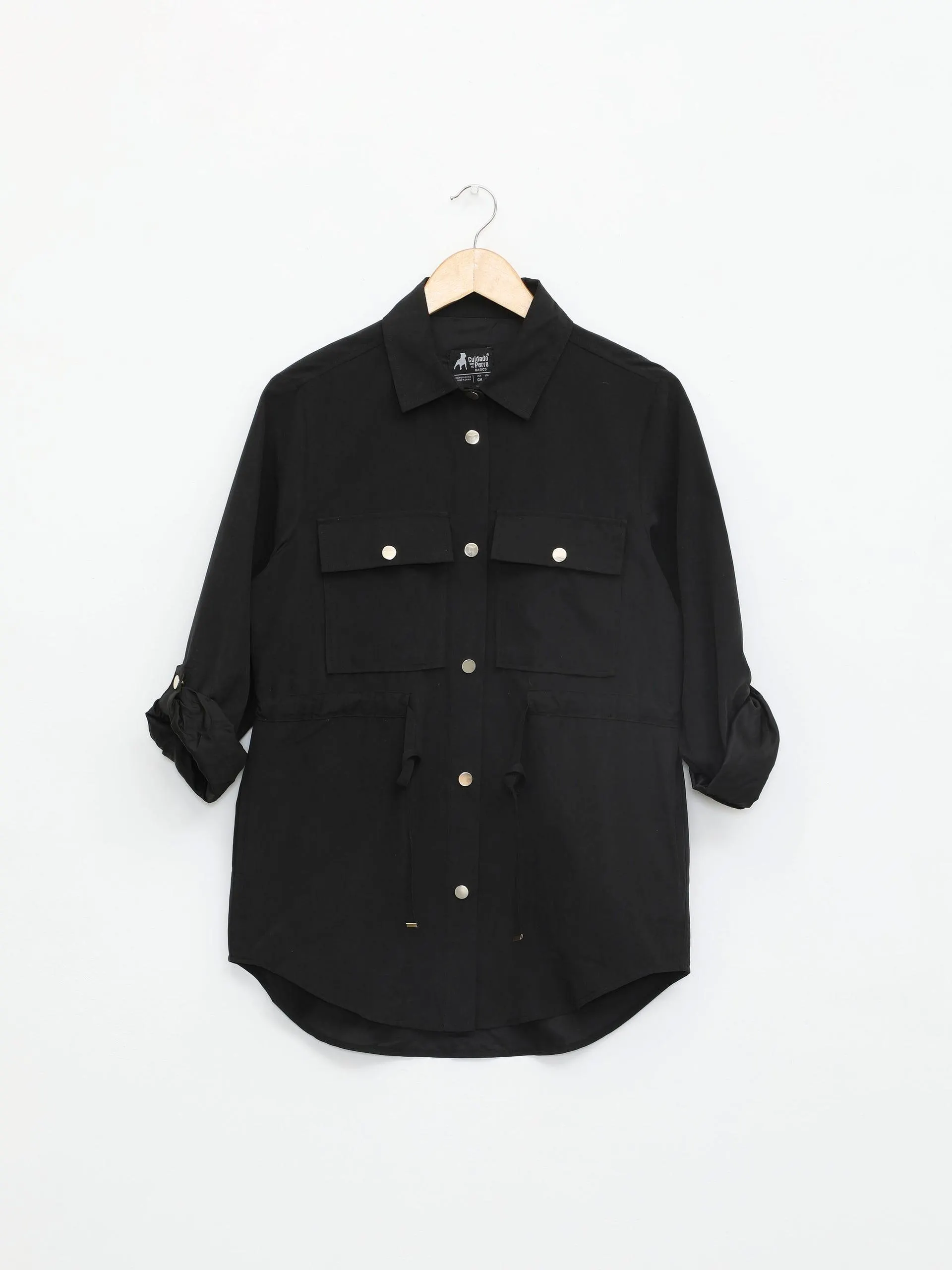 Chamarra Ligera Larga Negra