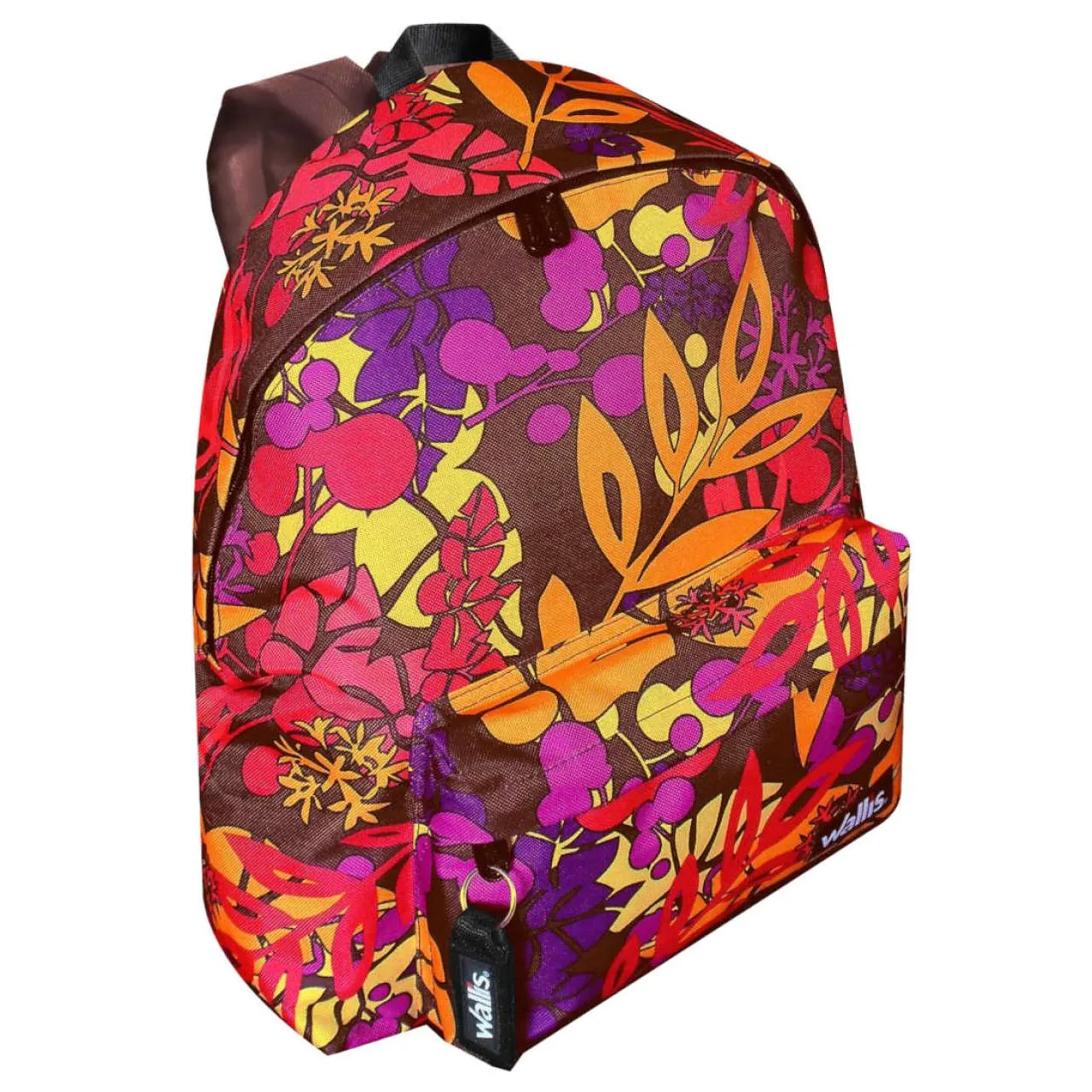 Mochila semi-impermeable con respaldo acolchonado, estampado café con flores