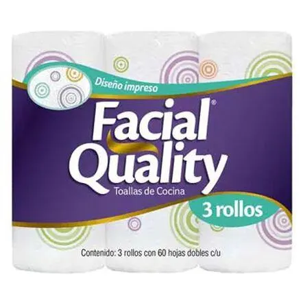 Toalla de Papel para Cocina Facial Quality 3 piezas con 60 hojas