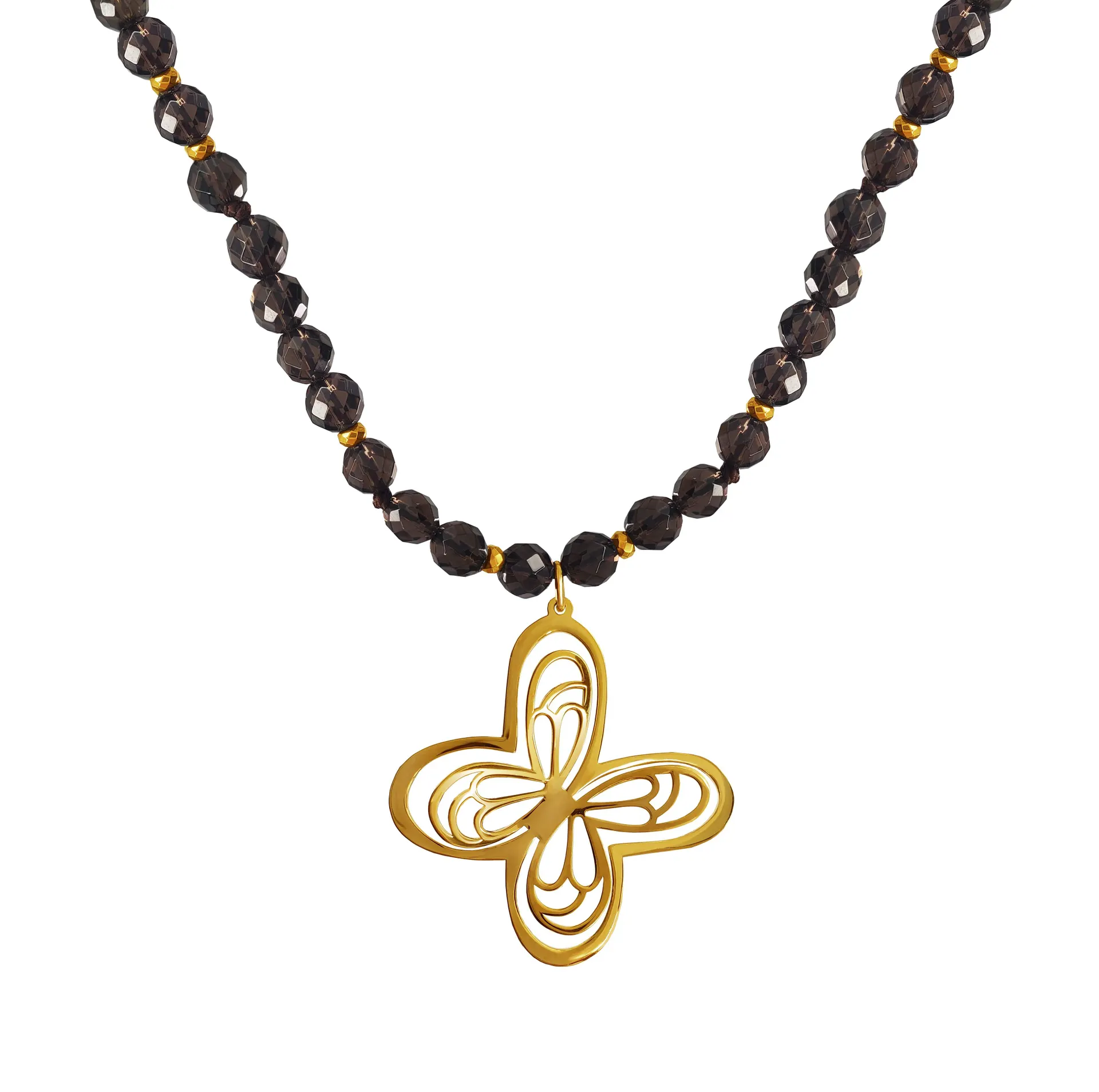 Tanya Moss Collar Aurora Plata Con Cuarzo Ahumado