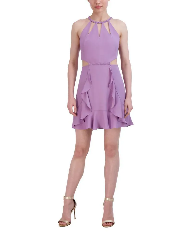 Vestido Corto Halter con Volantes