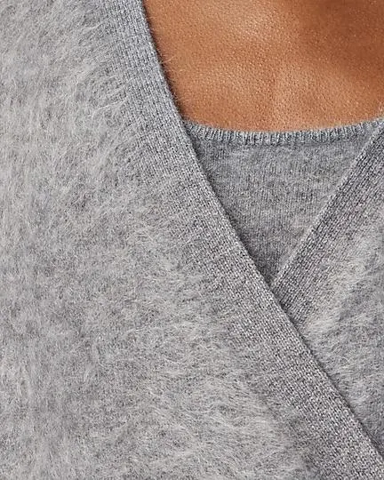 Brushed cashmere double-breasted cardigan sweater