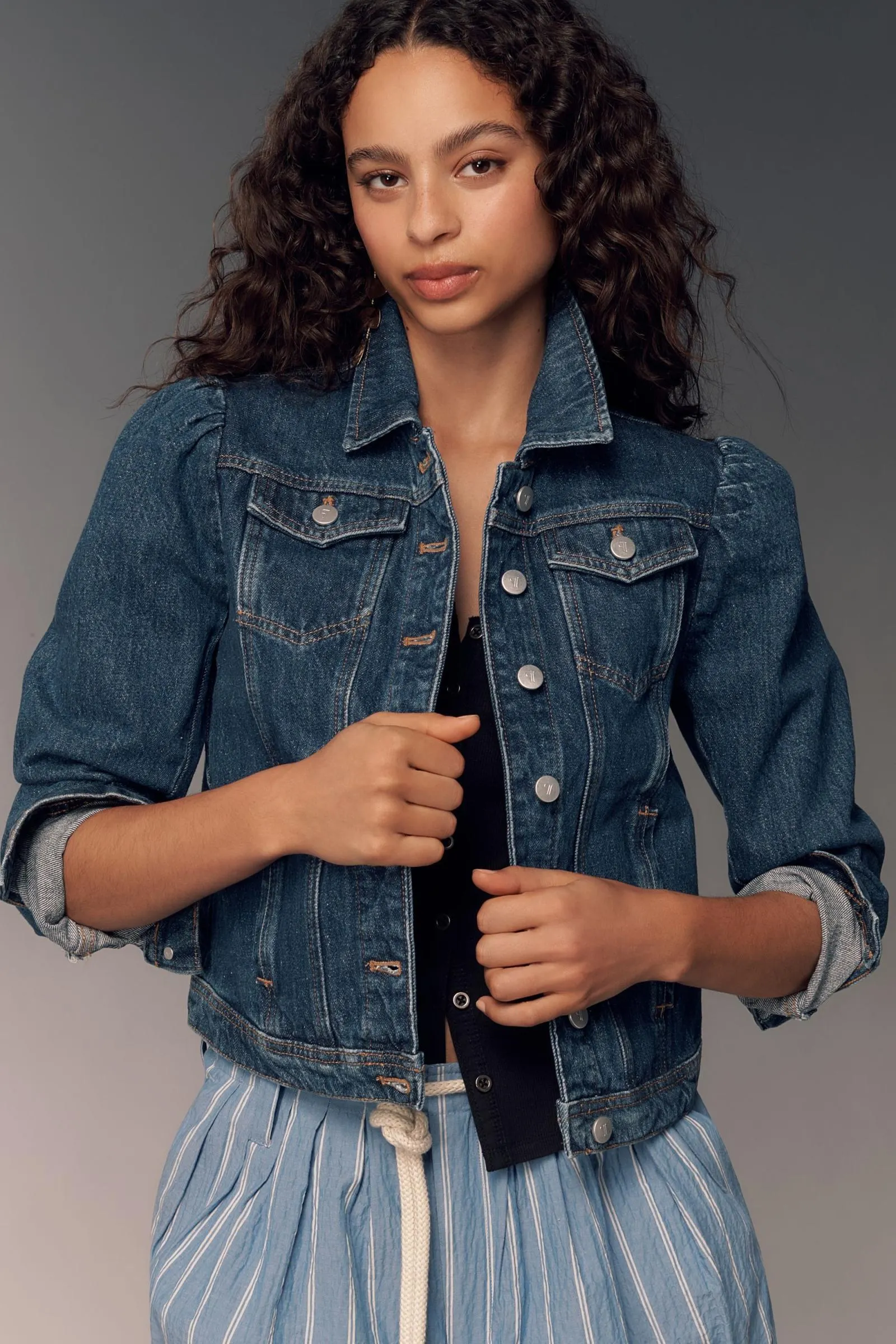 Pilcro Puff-Sleeve Denim Jacket