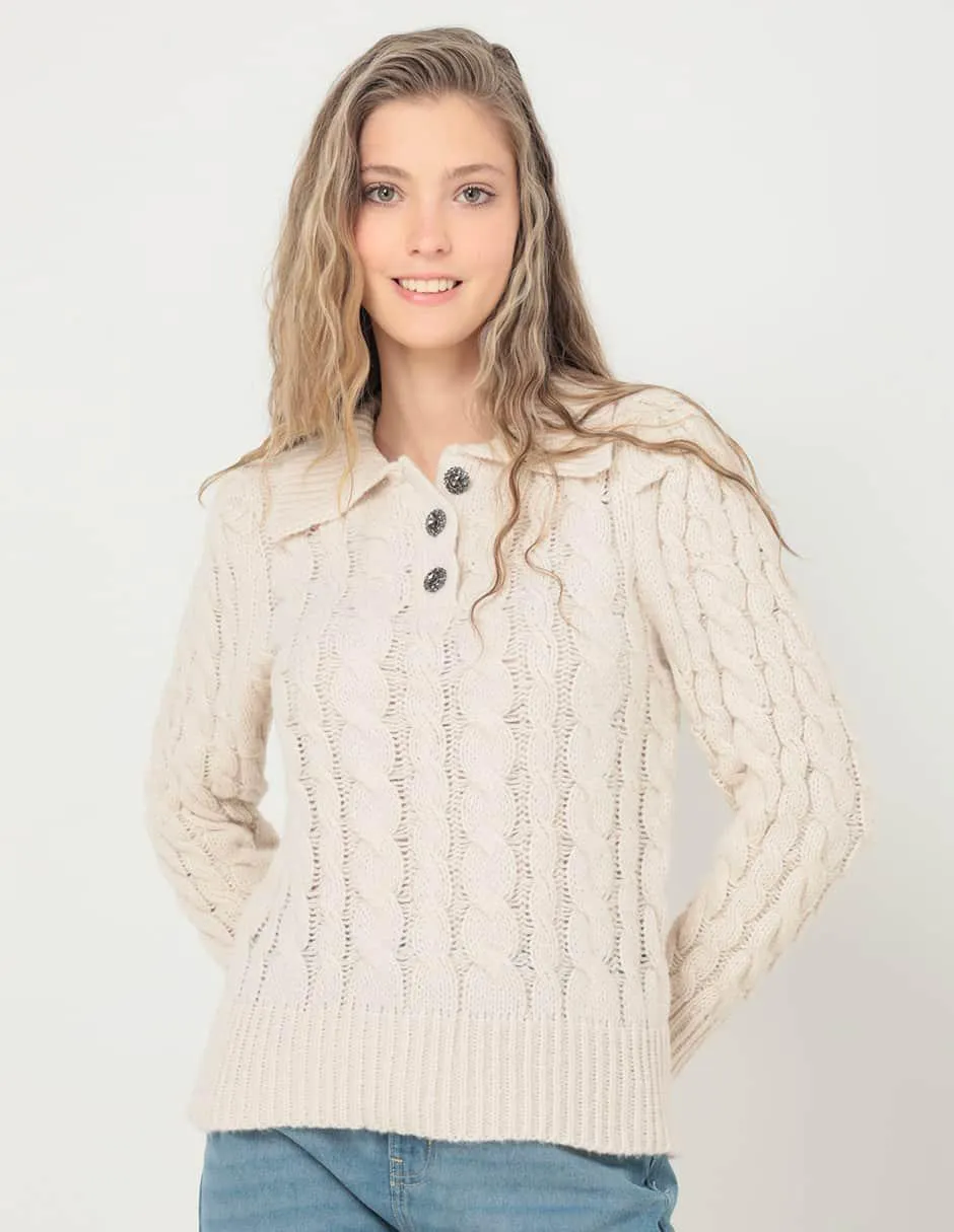 Suéter Biography cuello camisero para mujer