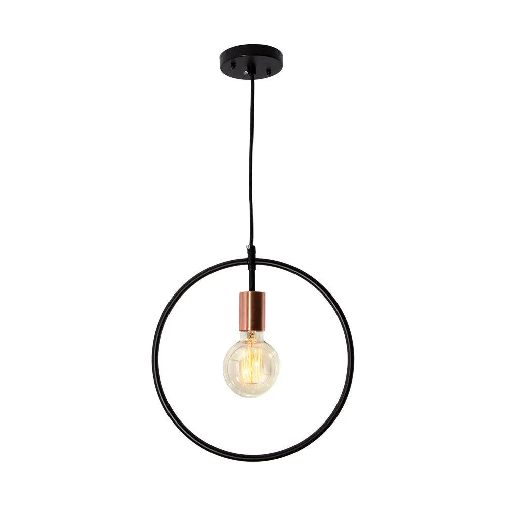 Lámpara de Techo Moderna Negro y Cobre Antiguo 40W E27 1 Luz