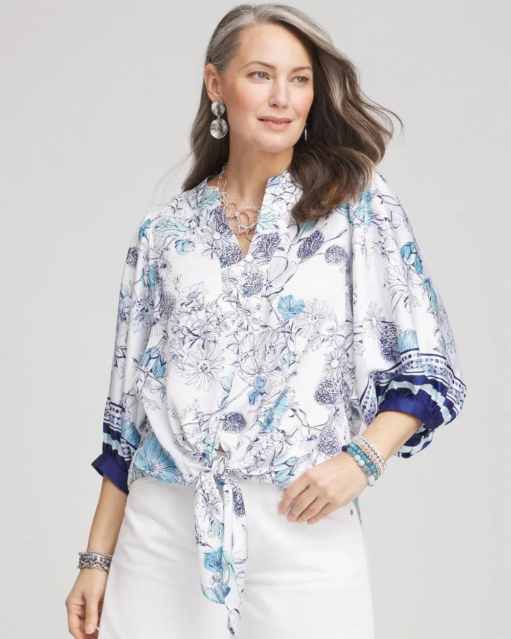 Wildflower Tie-Front Batwing Blouse