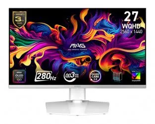 Monitor Gamer MSI MAG 272QPW QD-OLED X28 QD-OLED 26.5", 2560x1440, 280Hz, HDMI/DisplayPort, Blanco