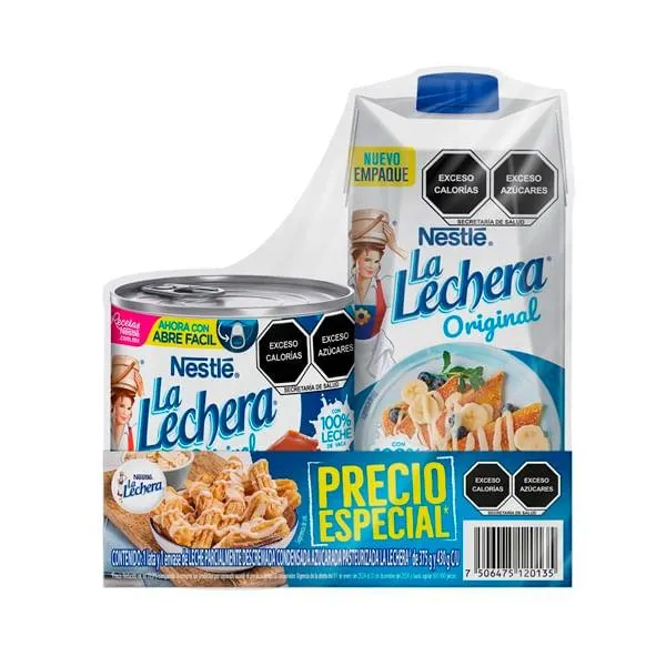 Leche condensada la lechera lata + carton 375g + 430 g