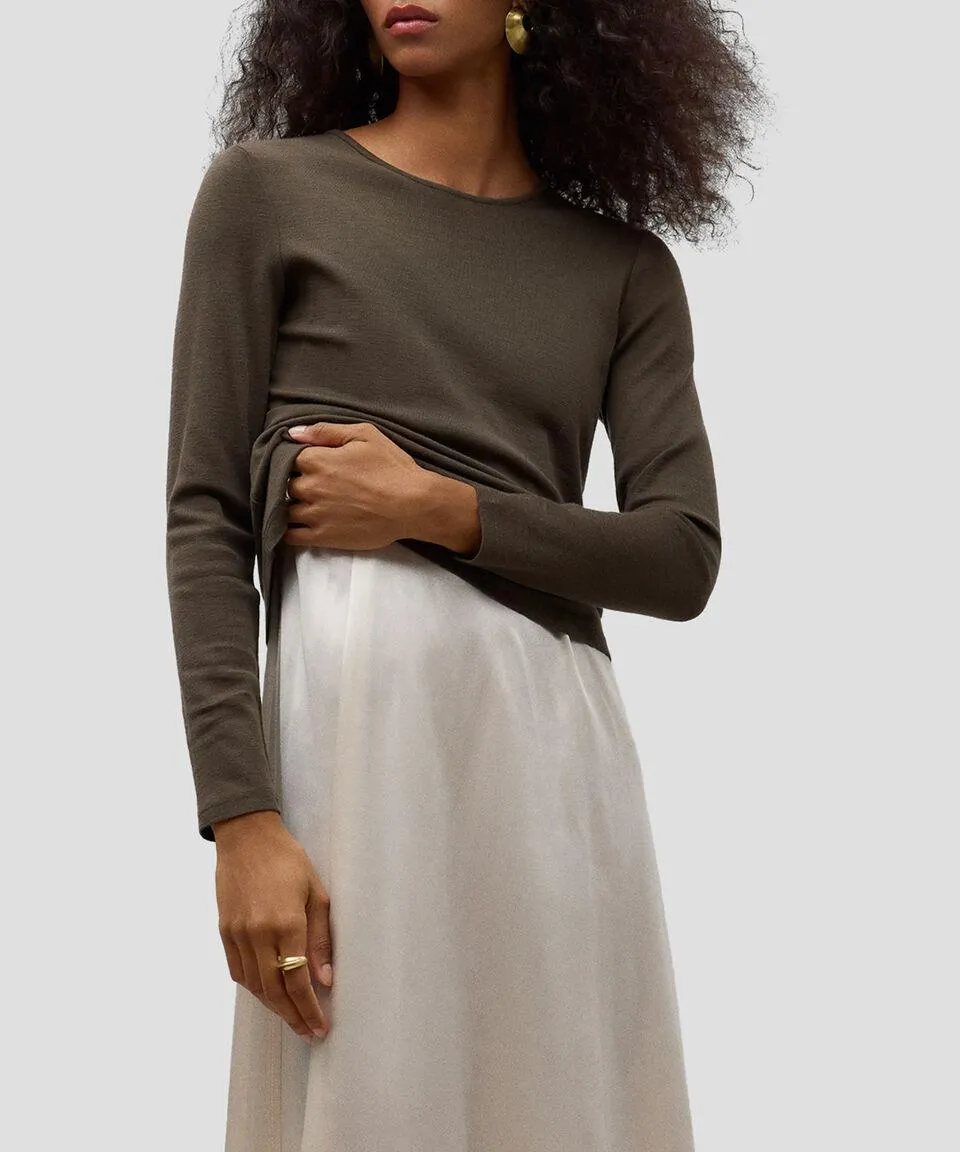 Blusa lisa manga larga Mujer