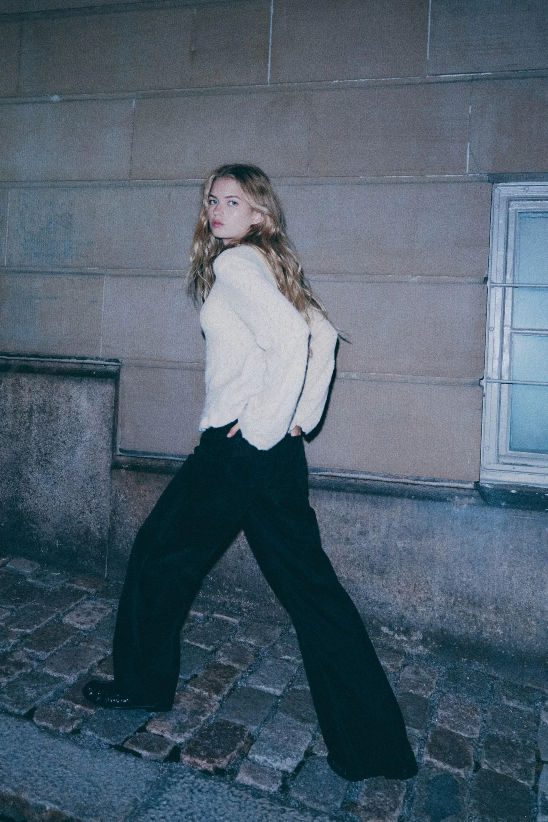 Suéter en tejido pointelle