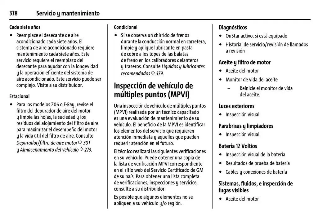 Catálogo de Chevrolet Corvette Stingray Manual del propietario 22 de enero al 31 de diciembre 2025 - Pagina 379