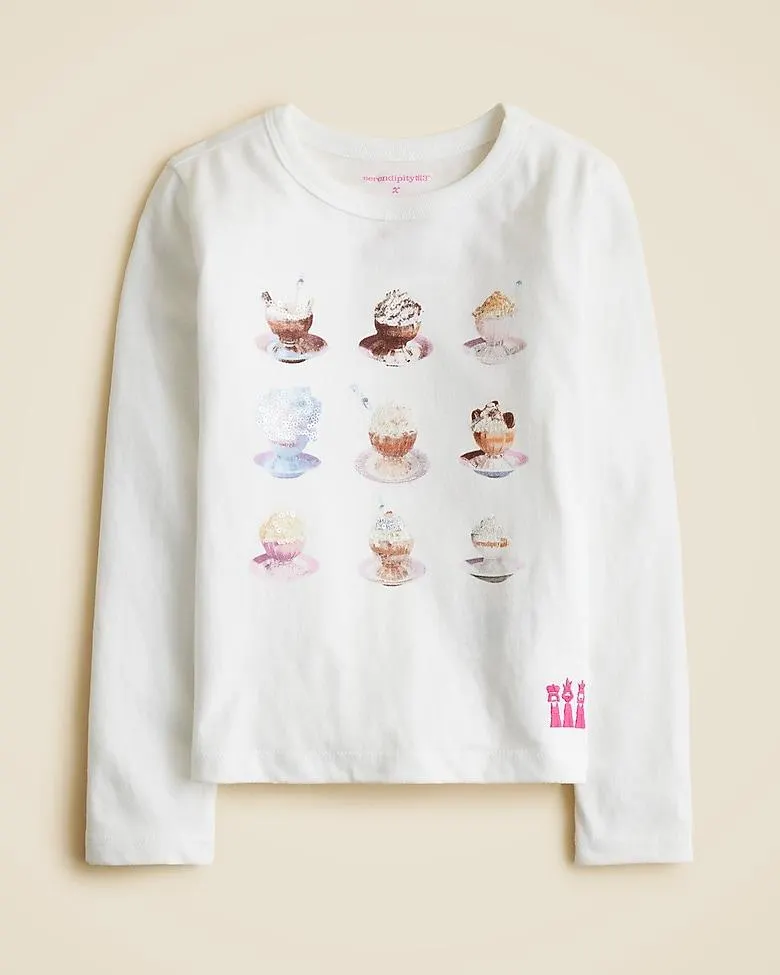 Serendipity 3® X Crewcuts Frrrozen hot chocolate graphic T-shirt with sequins