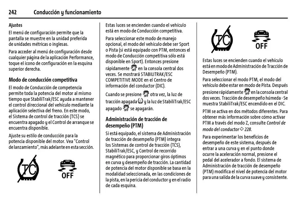 Catálogo de Chevrolet Corvette Stingray Manual del propietario 22 de enero al 31 de diciembre 2025 - Pagina 243