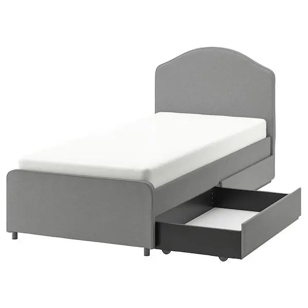 Cama tapizada con 2 cajones, Vissle gris,
