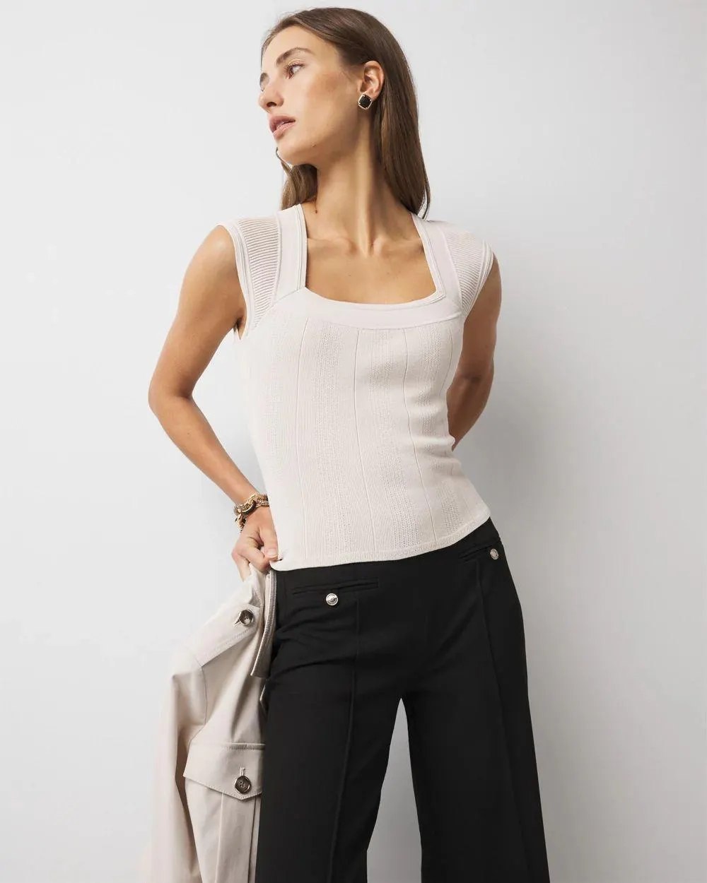 WHBMFORME ™ Sculpt Stretch Cap Sleeve Sweater