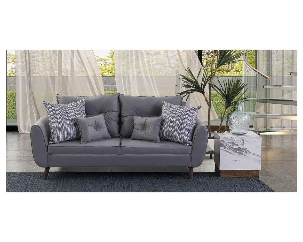 Sofá 3 Plazas Aria Soft Gris Oxford