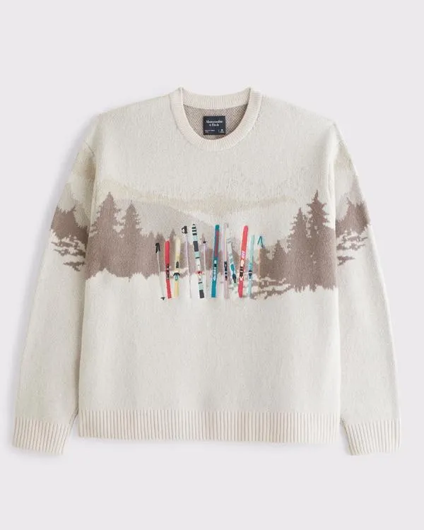 Oversized Ski Graphic Crew Sweater