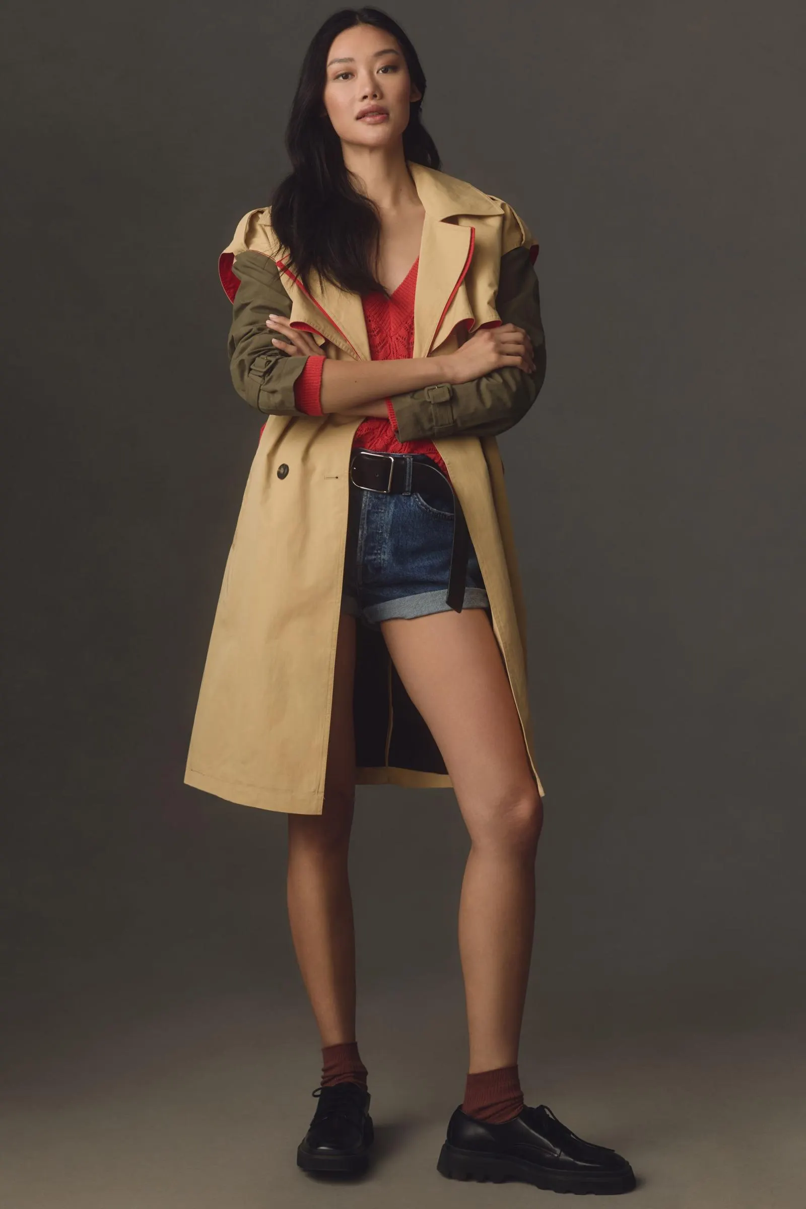 Noize Charlotta Colorblock Trench Coat