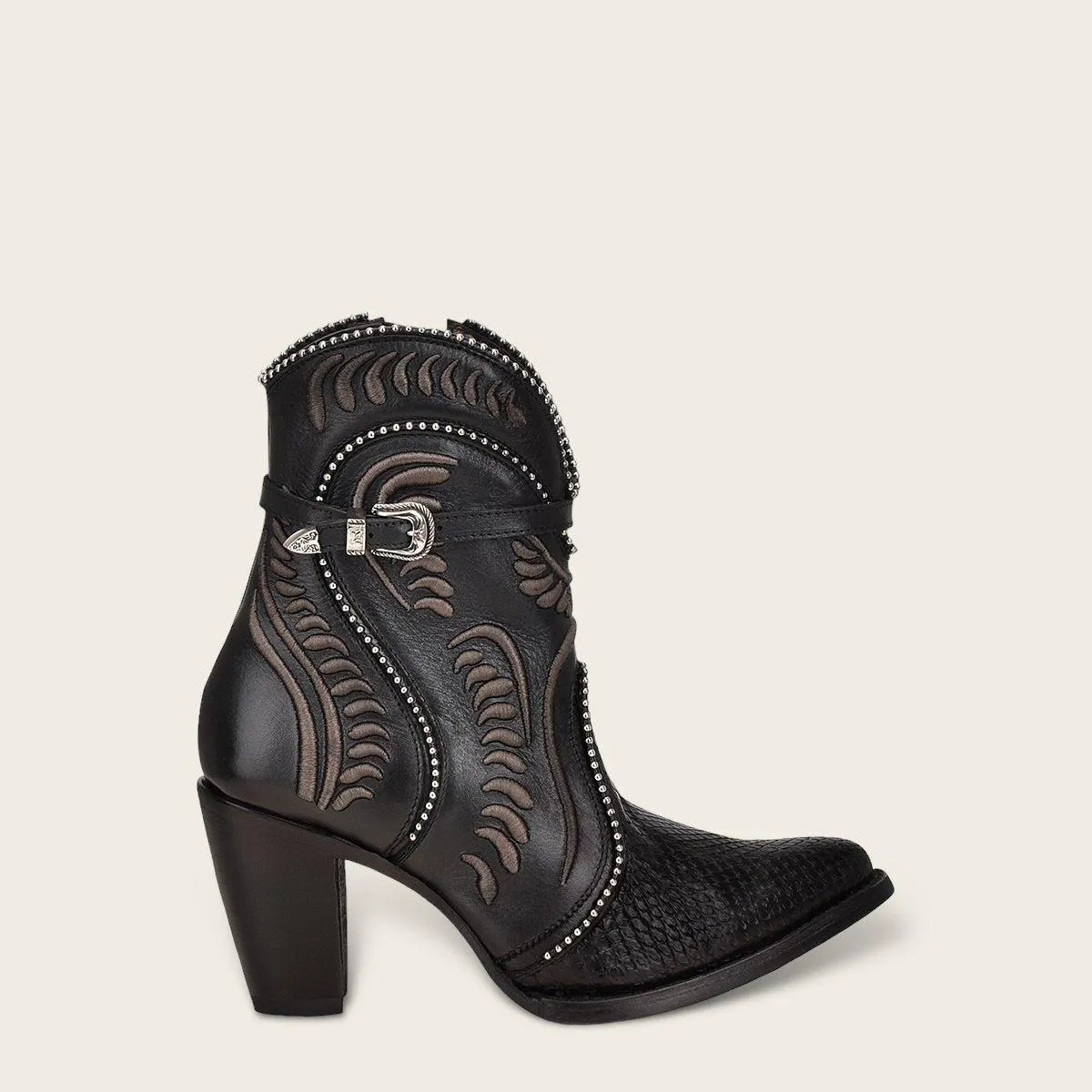 Botín para dama en piel genuina de pitón