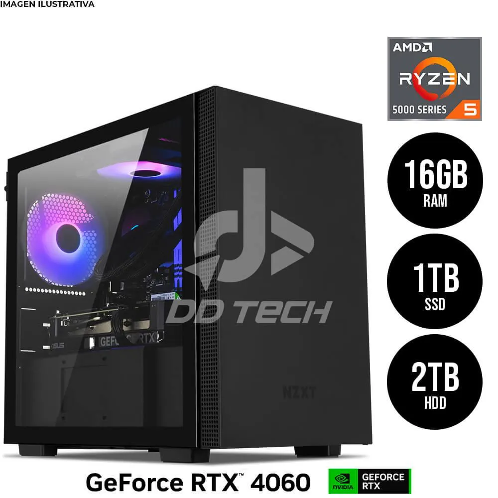 Computadora PRIDE GAMING BEETLE BLACK / NVIDIA GeForce RTX 4060 8GB / AMD Ryzen 5 5600X / 16GB RAM / 1TB M.2 + 2TB HDD / ENF. LIQ. 240MM RGB / 700W 80+ BRONZE MODULAR / EQUIPO MINI-ITX / INCLUYE WIFI