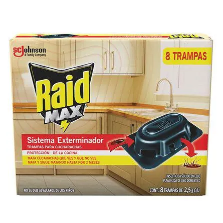 Trampa insecticida Raid Max Kitchen Defense 8 pzas