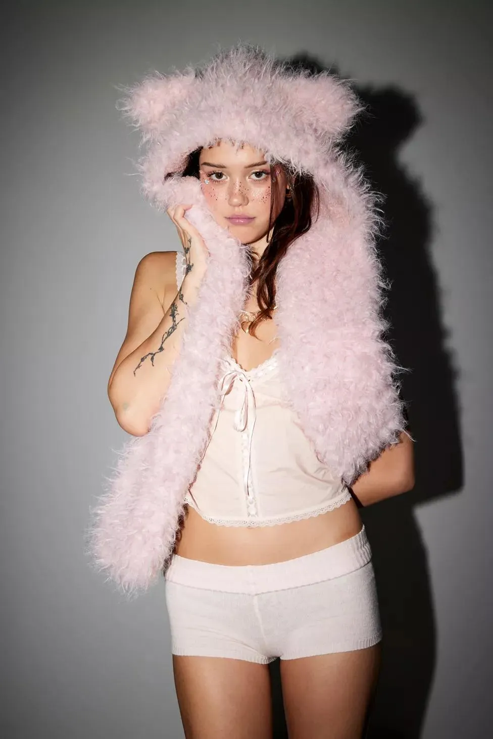 Teddy Faux Fur Hooded Scarf