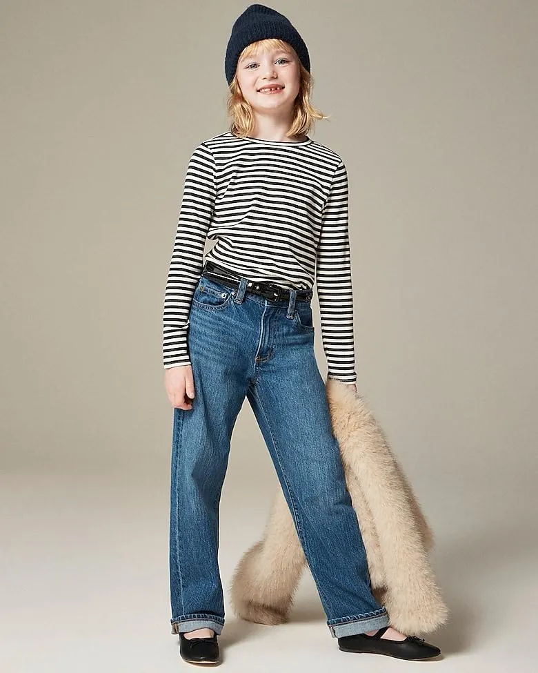 Girls' long-sleeve everyday T-shirt in vintage rib