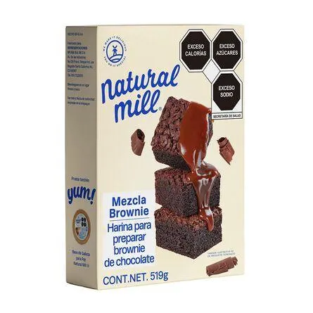 Harina para preparar brownie Natural Mill sabor chocolate 519 g