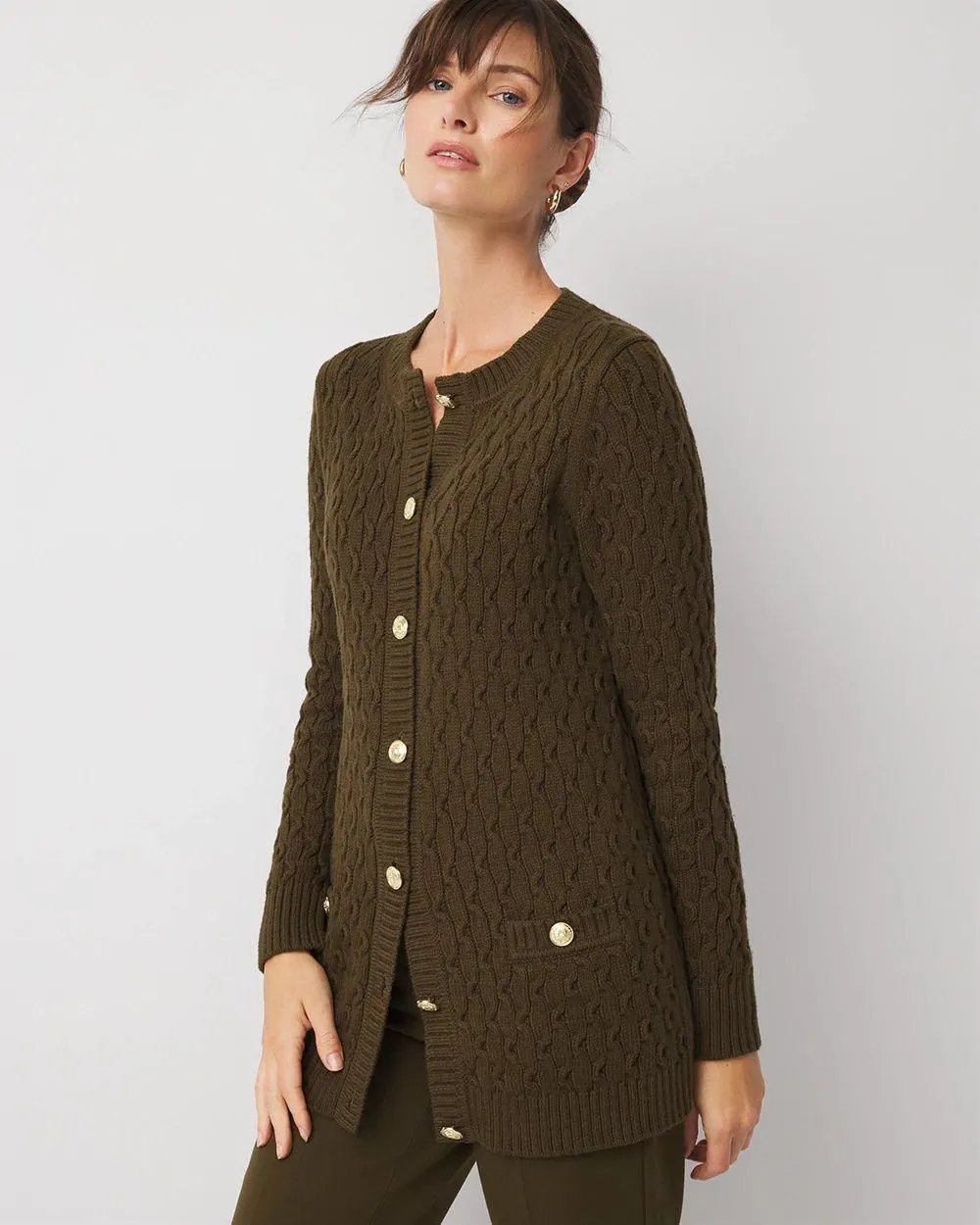 Longline Cable Knit Cardigan Sweater
