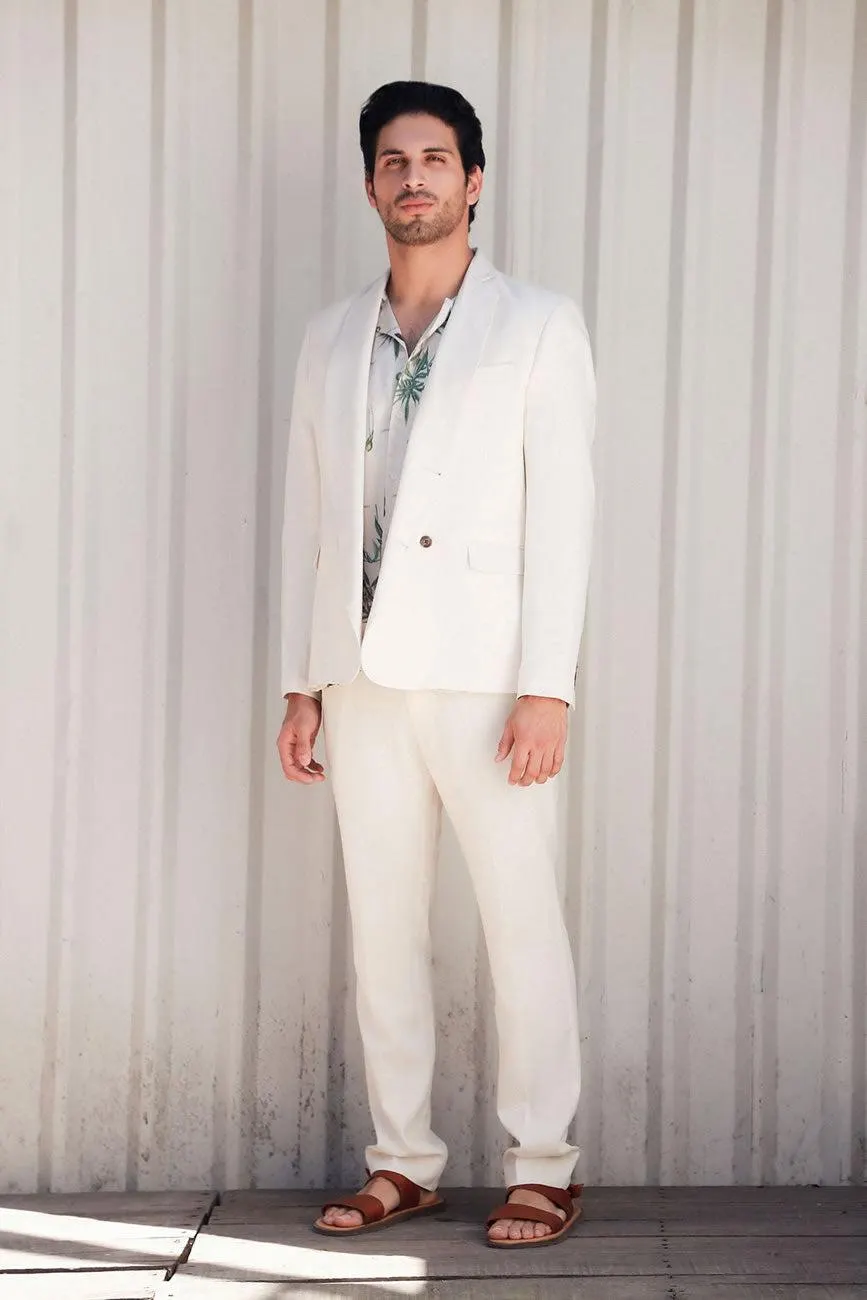 Pantalón Recto Formal Mezcla De Lino