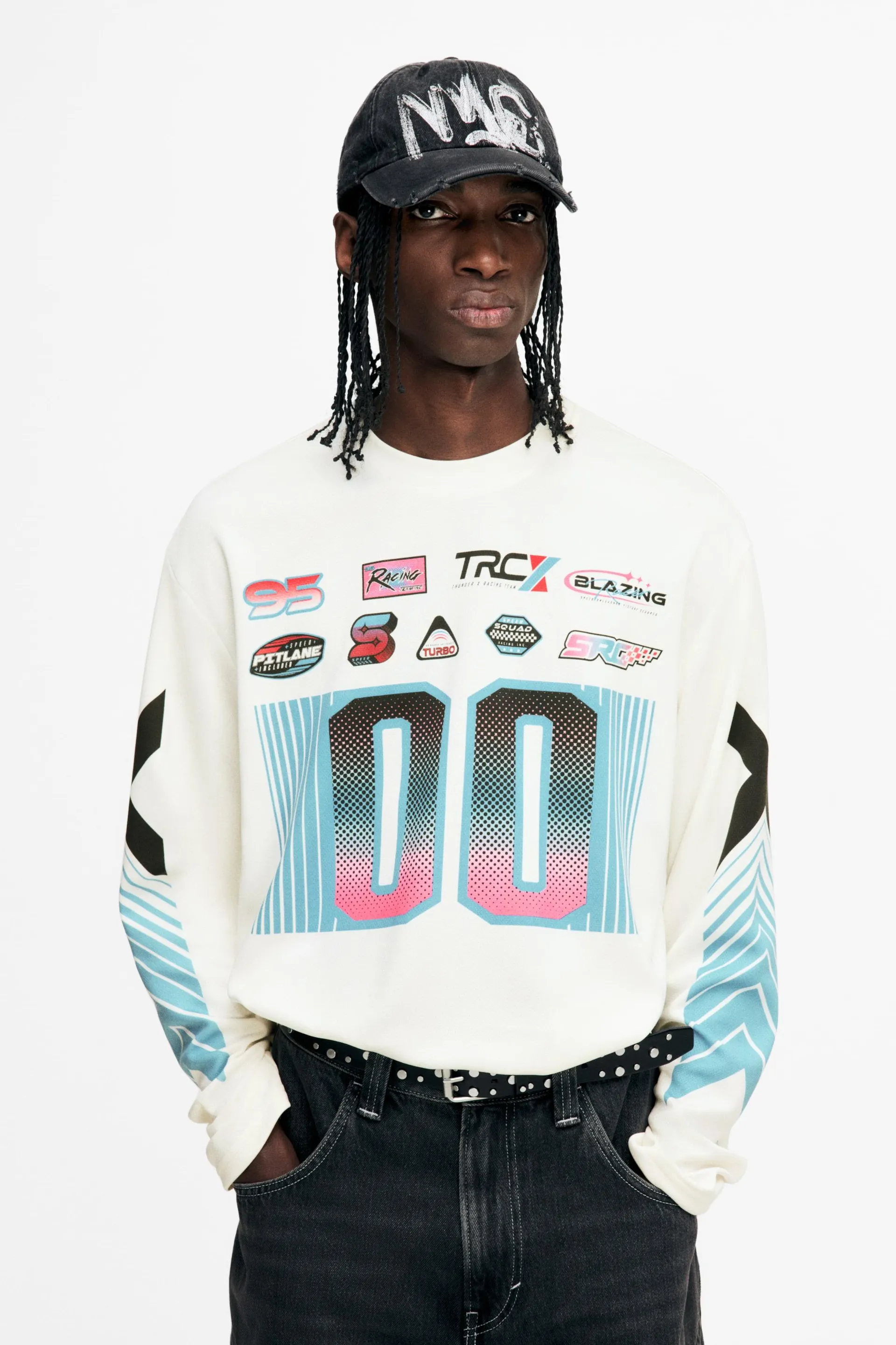 Playera Loose Fit de manga larga en malla