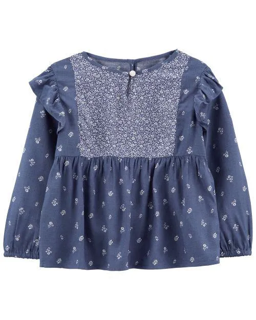 Blusa Con Olanes En Las Mangas De Lenzing Ecovero Con Estampado De Flores Oshkosh B'Gosh