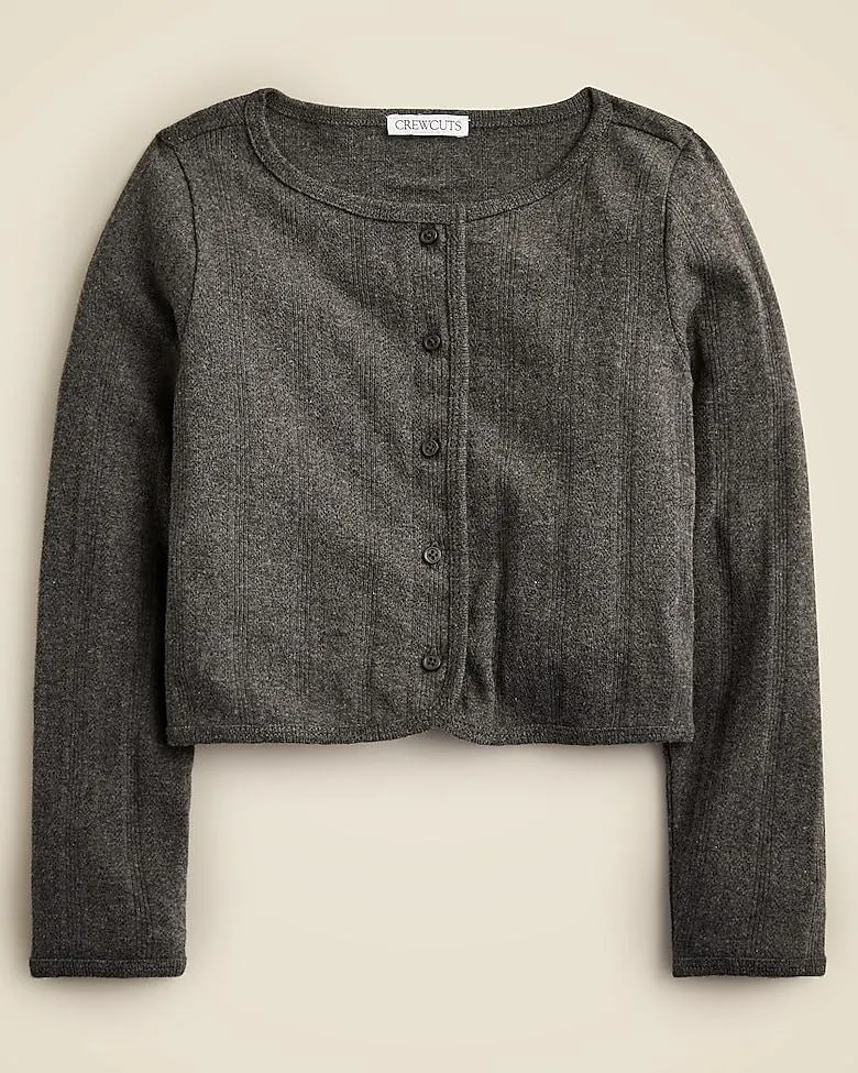 Girls' pointelle cardigan sweater