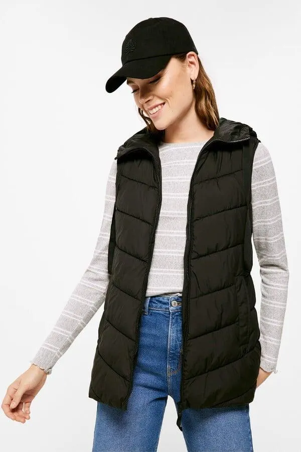 Chaleco acolchado largo poliéster reciclado