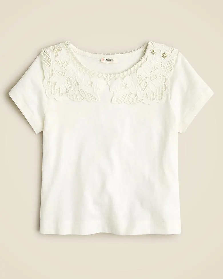 Girls' lace-collar T-shirt