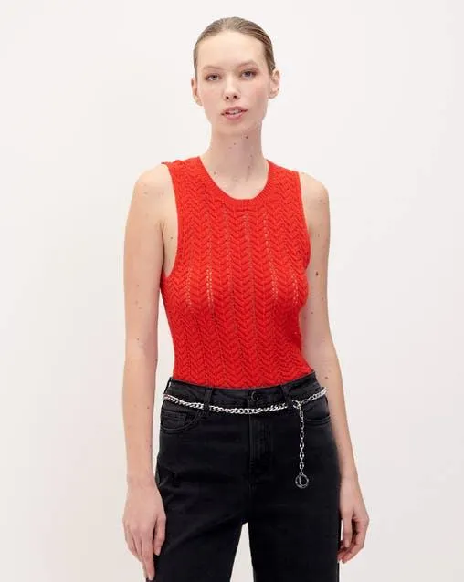 Blusa Roja Tejido Trenzado